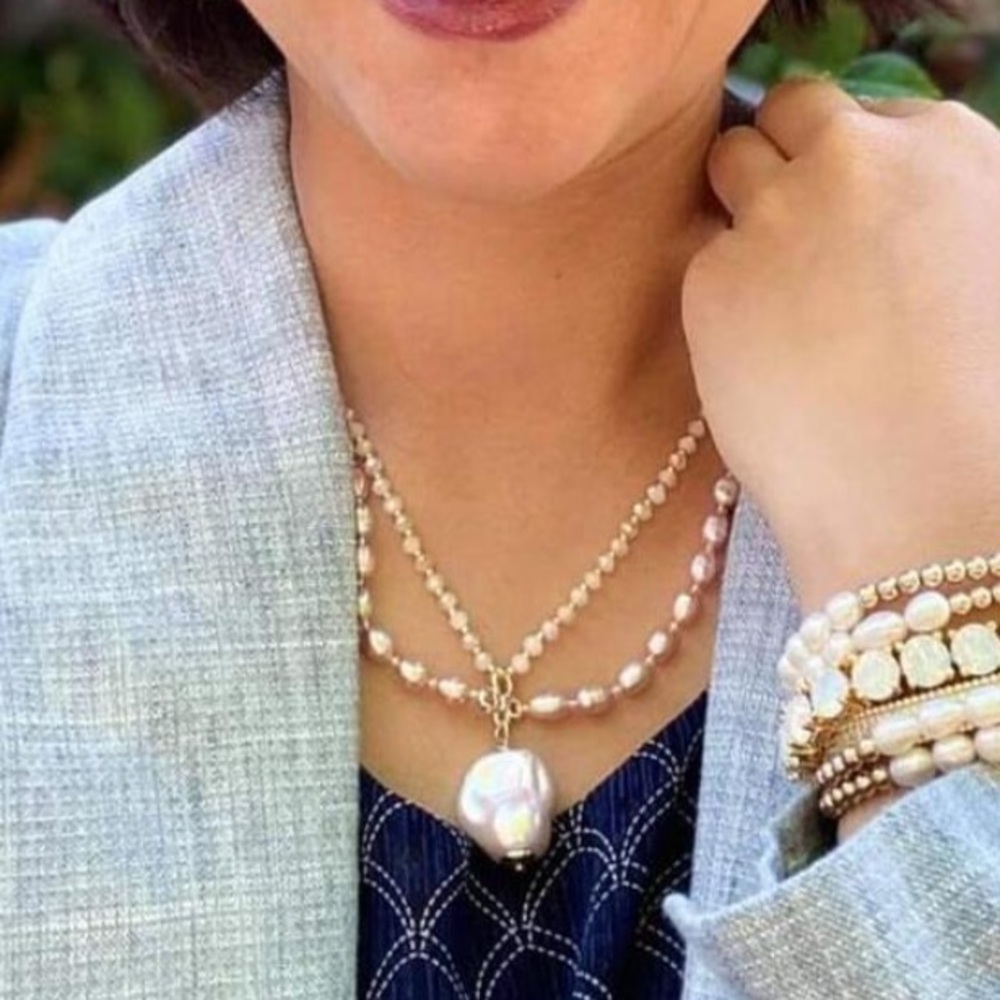 NEW Park Lane Luna Genuine Freshwater Pearls & Glass Pearls Pink Necklace - Picture 7 of 15